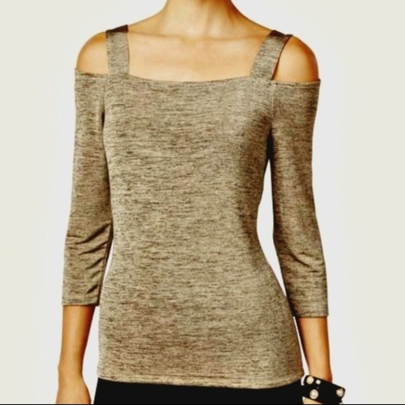 black and gold cold shoulder top